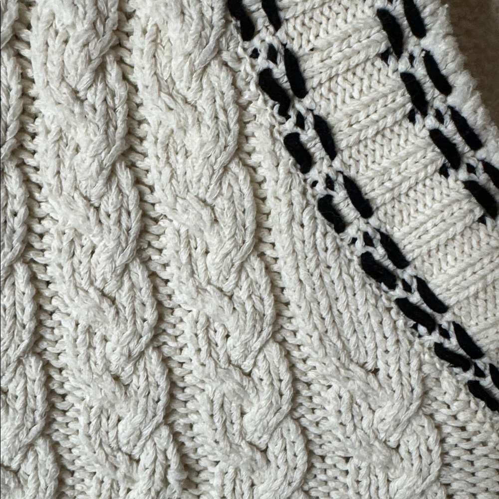Zara Cream V-Neck Cable Knit Sweater Vest Size Large Old Money Sophisticated - Picture 5 of 7